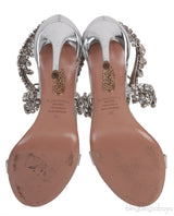 Silver Crystal Embellished Slingback Sandals