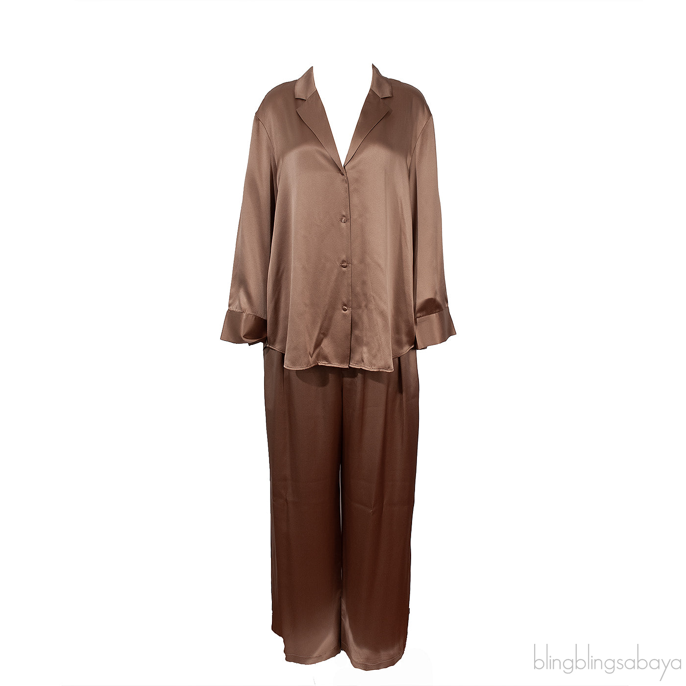 Brown Satin Trouser and Long Sleeve Shirt