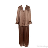 Brown Satin Trouser and Long Sleeve Shirt