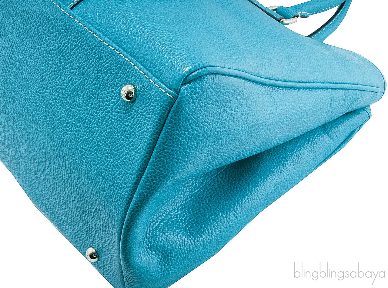 Aqua Marine Leather Tote Bag