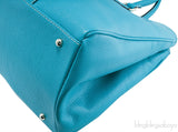 Aqua Marine Leather Tote Bag