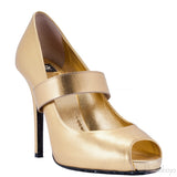 Gold Peep Toe Pump