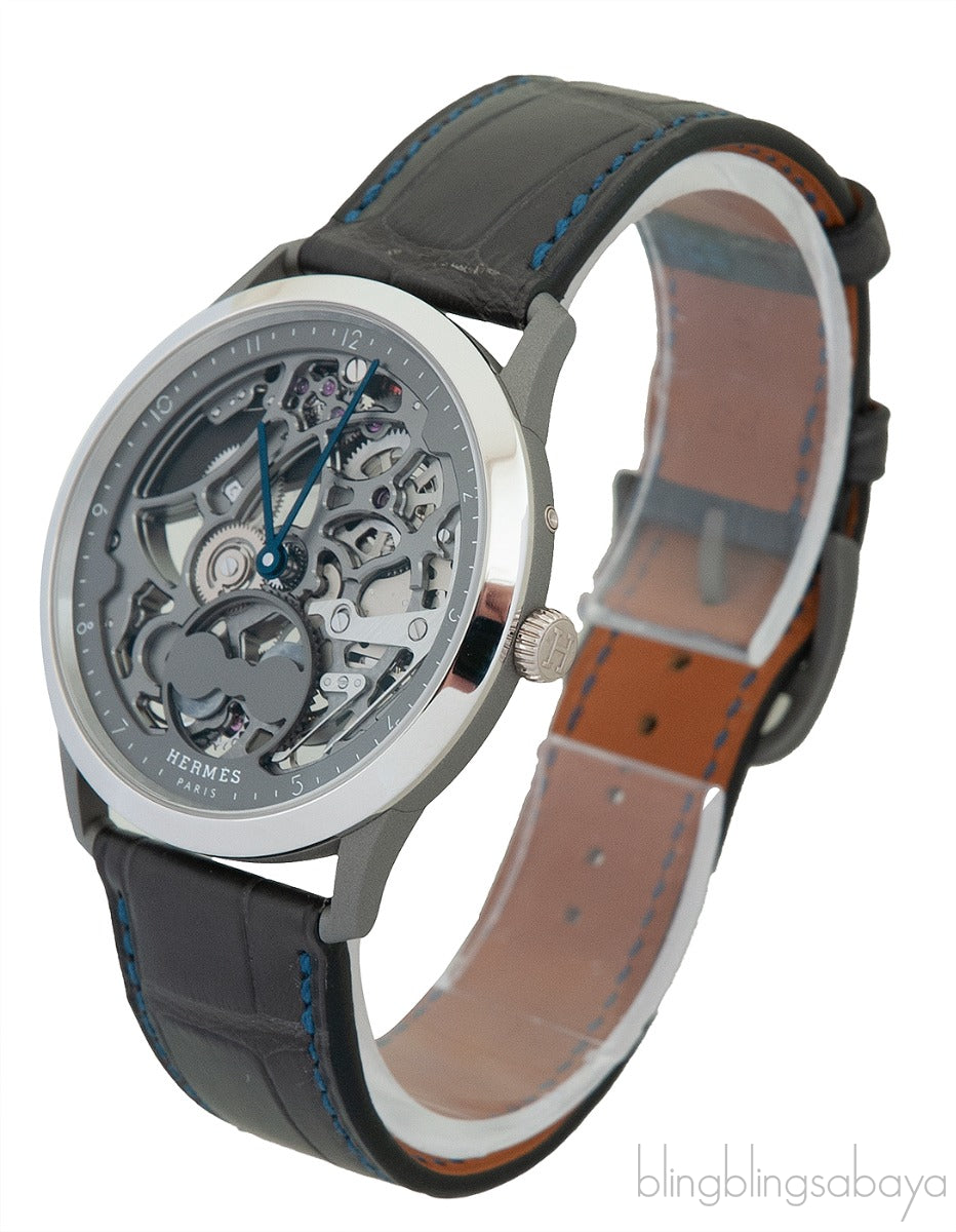Slim d\'Hermès Squelette Lune Noire Watch