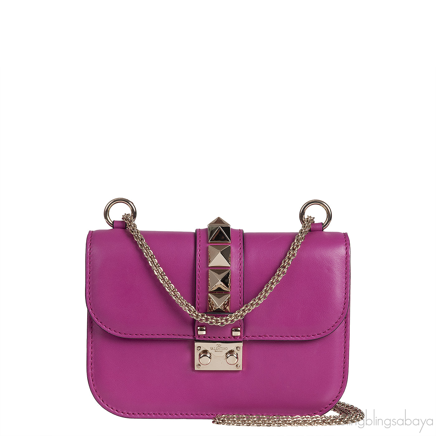Fuchsia Rockstud Glam Shoulder Bag