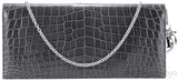Grey Patent Alligator Clutch Bag