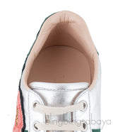 Floral Patch Silver Metallic Sneakers