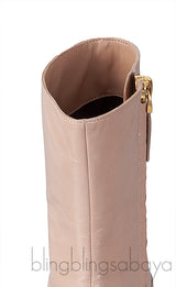 Nude Pointed Toe Leather Boots