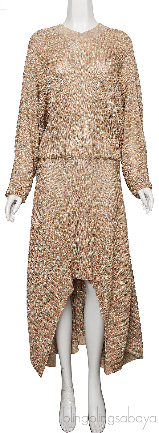 Metallic Brown Gold Stretch Dress