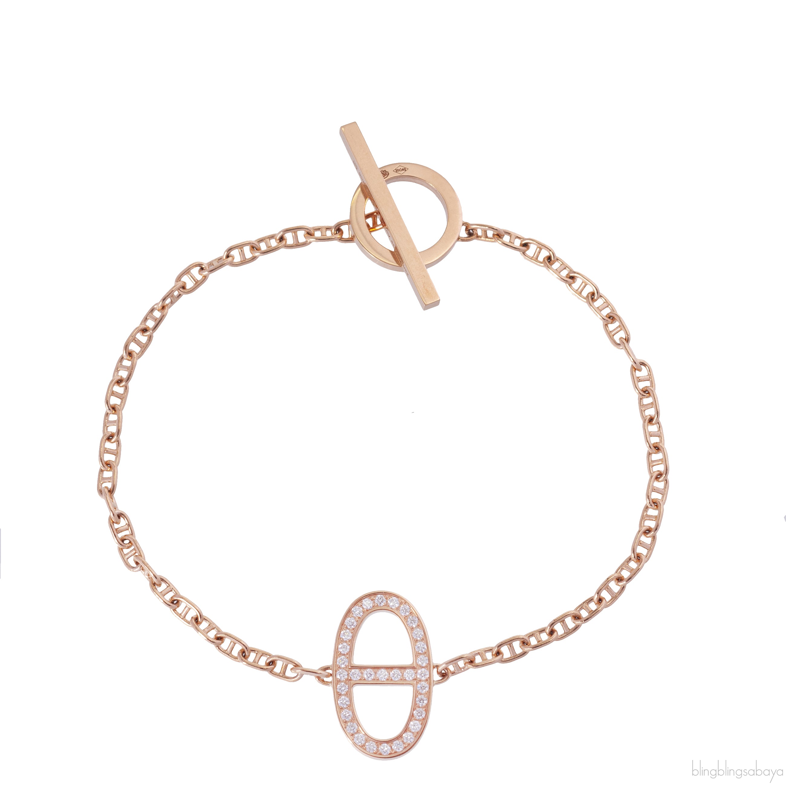Hermes Chaine d\'ancre Contour Rose Gold Diamond Bracelet
