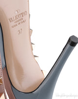 Valentino Garavani Blue Grey Patent Rockstuds Heels