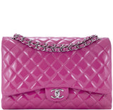 Fuchsia Quilted Maxi Flap Bag