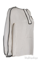 Chloe Milk White and Black Trim Blouse