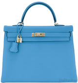 Kelly 35 Blue Turquoise Togo GHW
