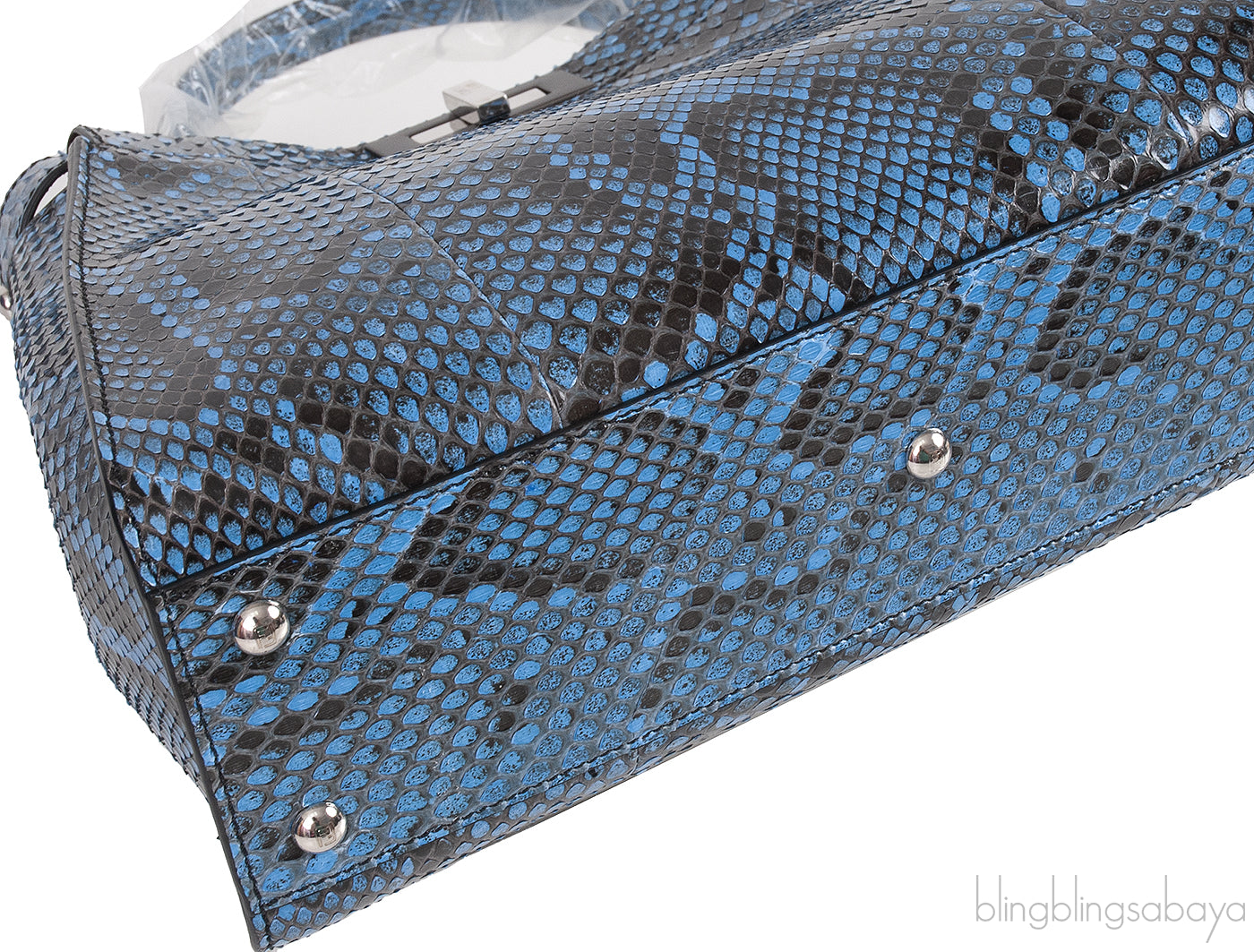 Peekaboo Medium Blue Python Bag