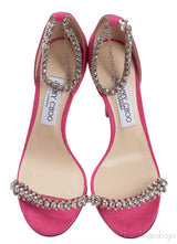 Jimmy Choo Shiloh Pink Suede Crystal Heels