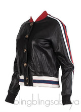 Gucci Black Hollywood Bomber Leather Jacket