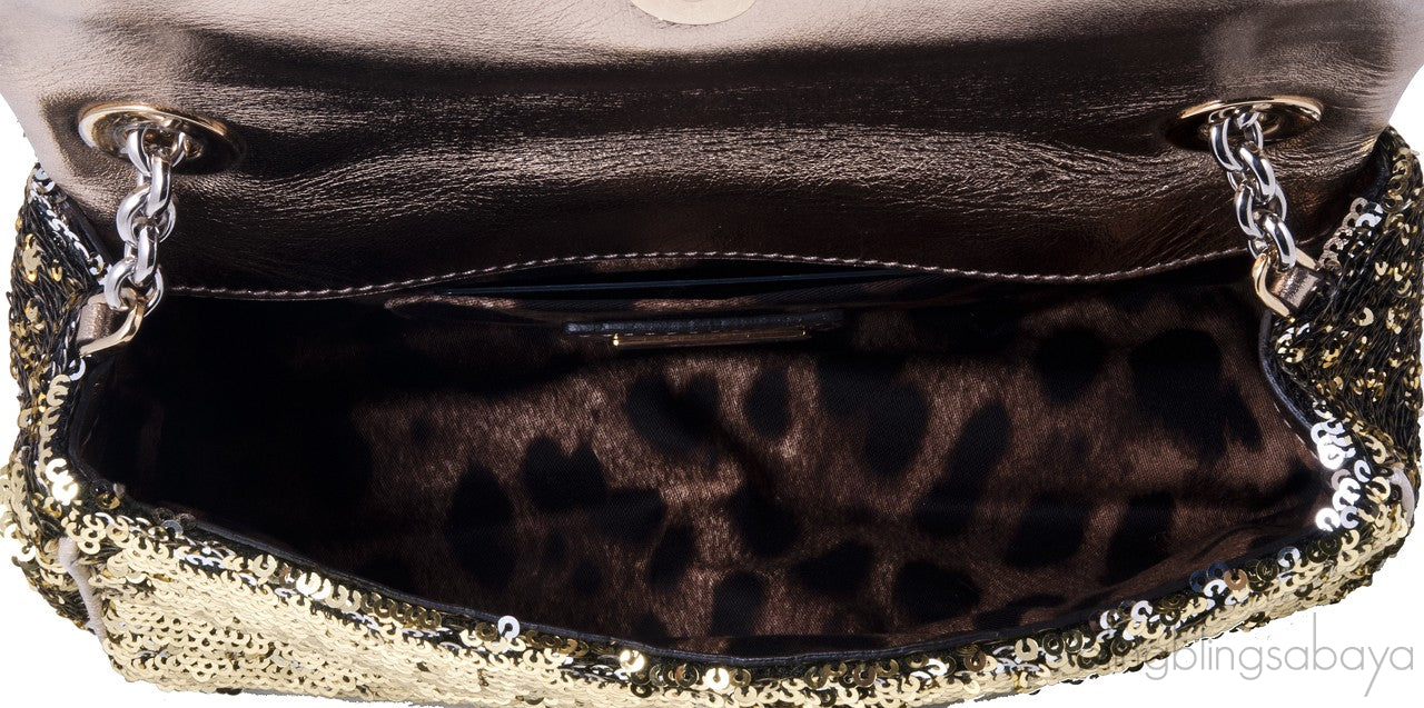 Sequined Leather Shoulder Bag