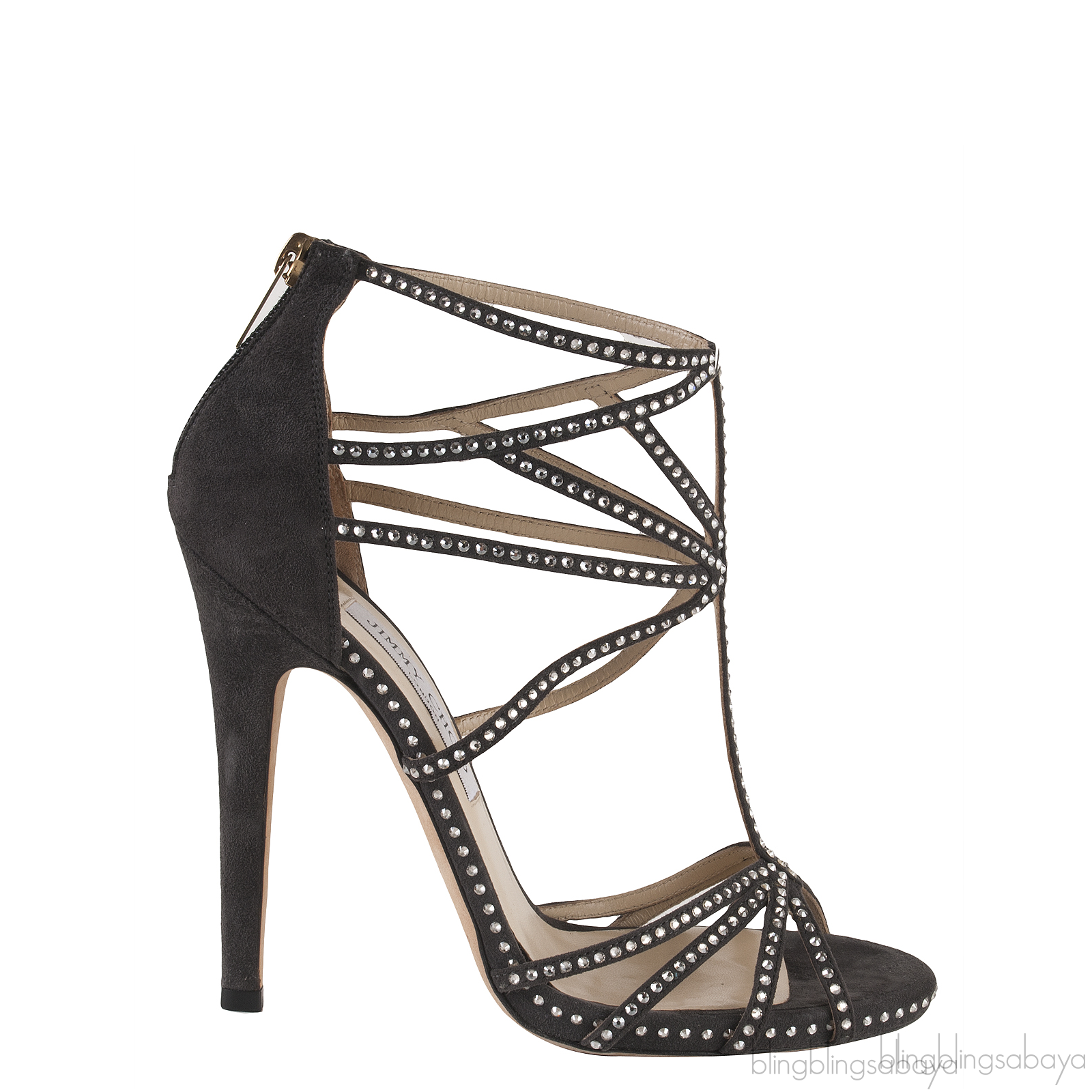 Jimmy Choo Strappy Grey Crystal Heels