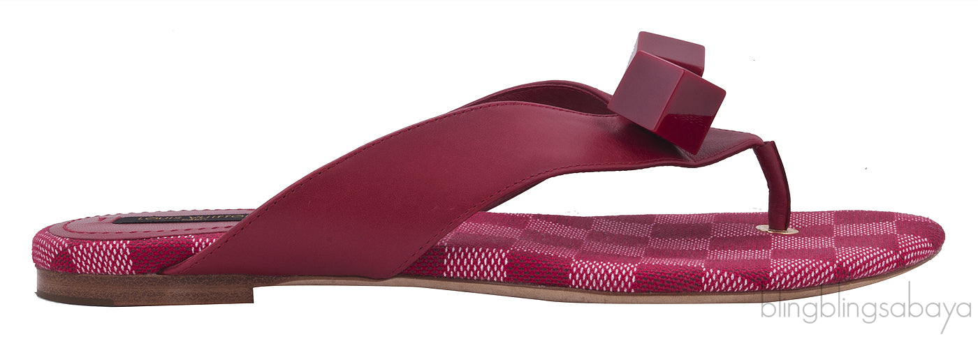 Red Damier Slip-on Sandals