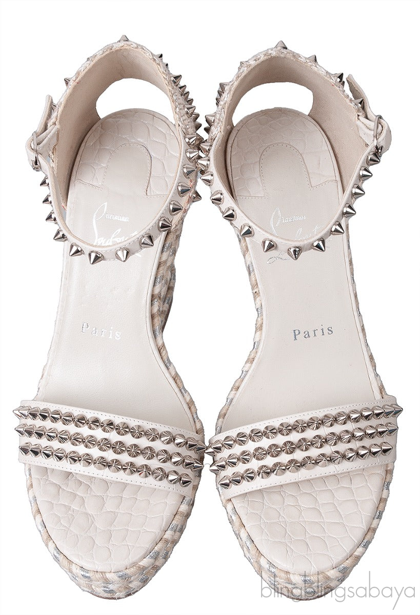 Madmonica 120 Spiked Croc-effect Leather Espadrille Wedge