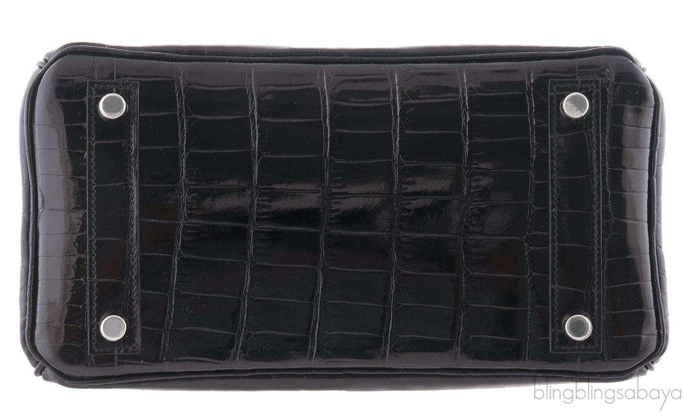Birkin 25 Black Crocodile PHW