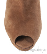 Louis Vuitton Brown Suede Peep Toe Ankle Boots
