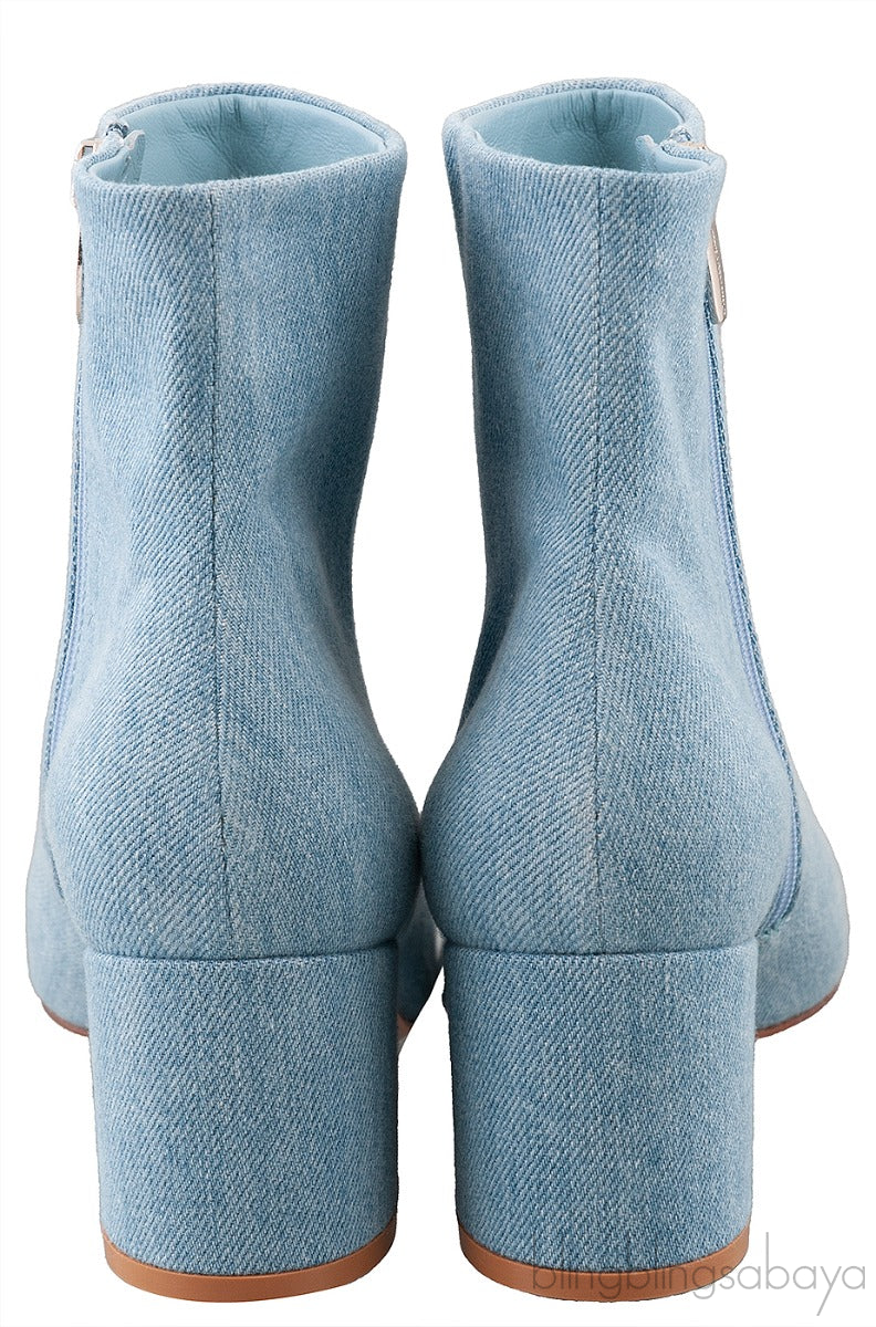 Gianvito Rossi Blue Denim Pointed Toe Boots 39