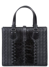 Bottega Veneta Black Intrecciato Leather & Python Handbag