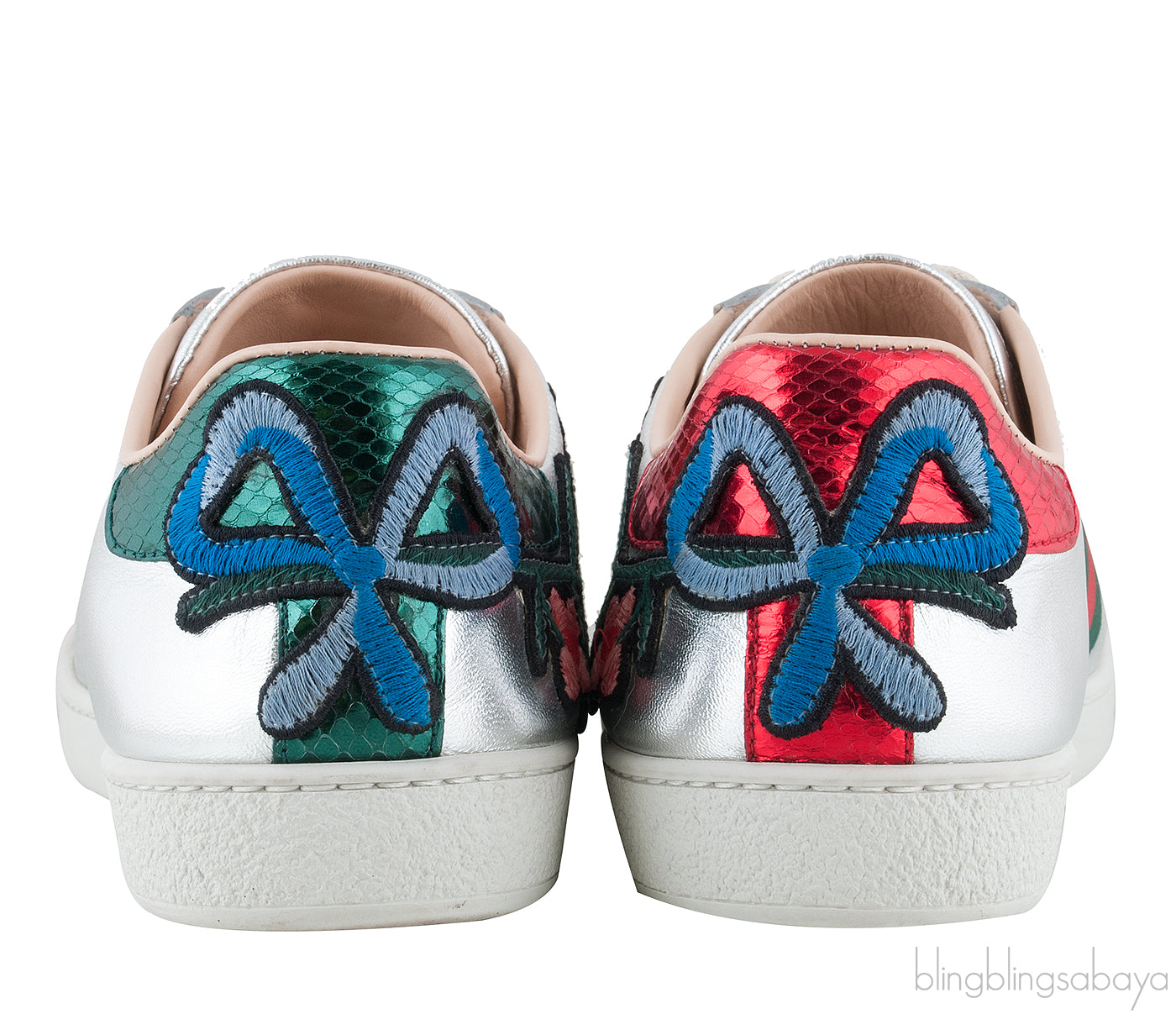 Floral Patch Silver Metallic Sneakers