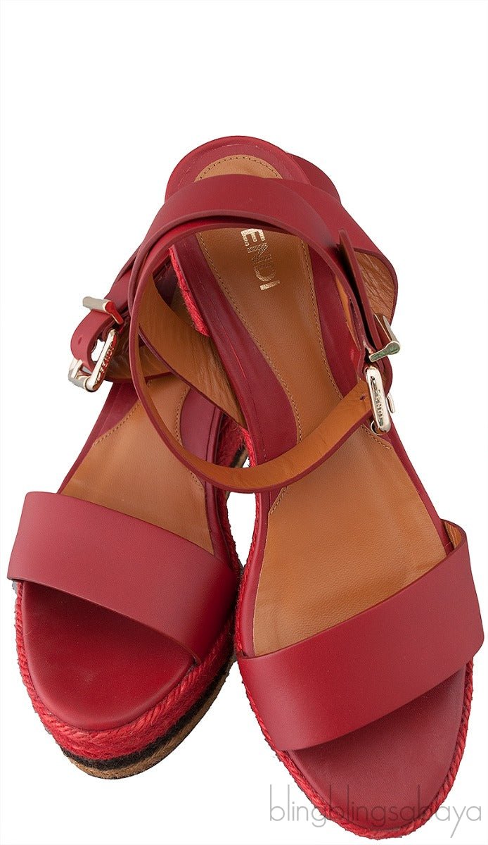 Red Wedge Platform Sandals