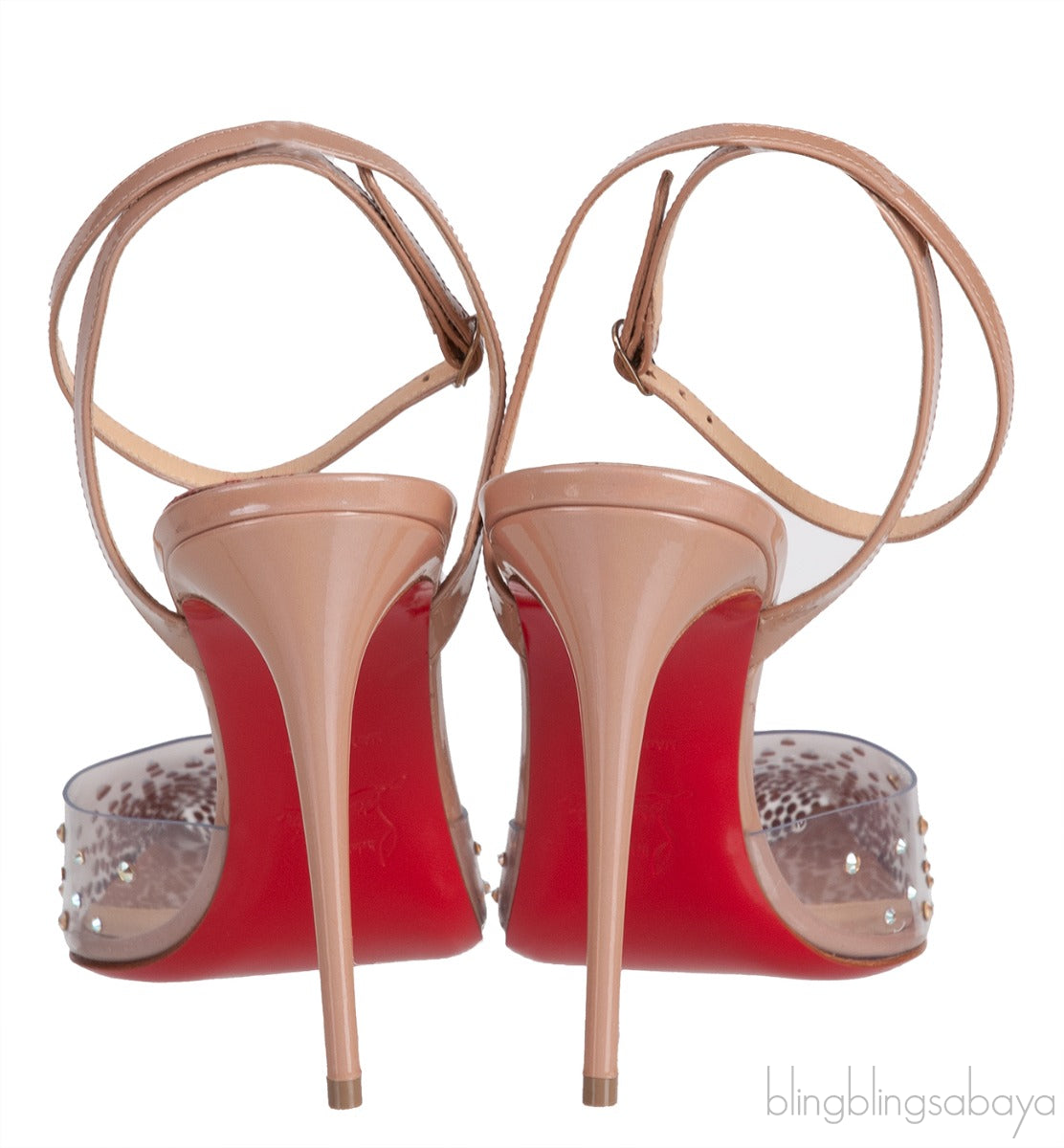 Nude PVC Crystal Slingback Heels