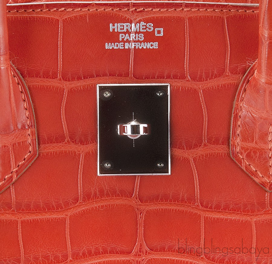Birkin 35 Geranium Matte Crocodile