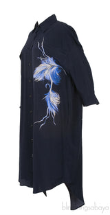 Dark Blue Long Back Shirt Midi Dress
