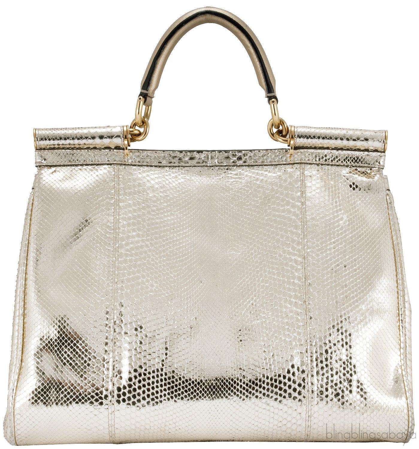 Miss Sicily Metallic Gold Snakeskin Bag