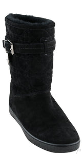Black Quilted Suede Boots