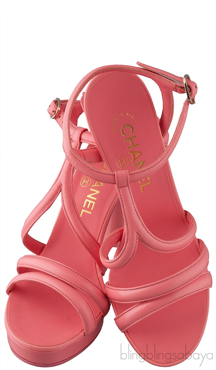 Parthenon Grecian Gladiator Column Heels Coral Pink