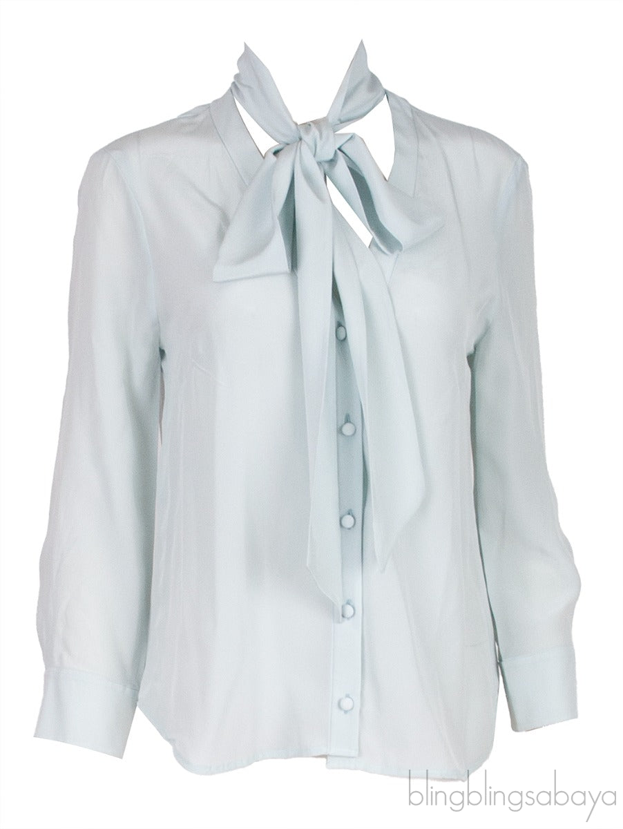 Tie-Neck Light Green Shirt