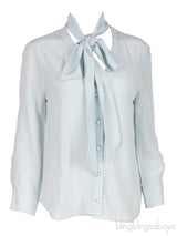 Tie-Neck Light Green Shirt