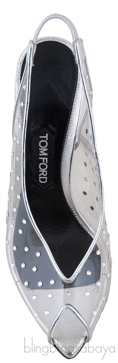 PVC Crystal Slingback Heels