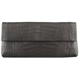 Grey Long Crocodile Clutch
