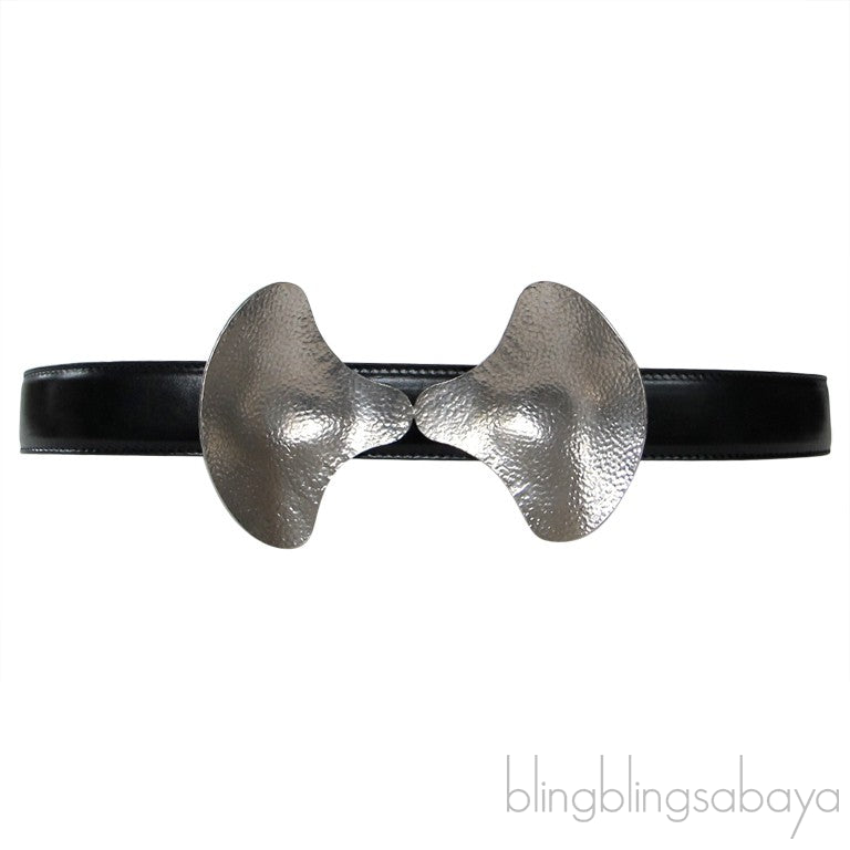 Black Sculptural Metal Bow Belt