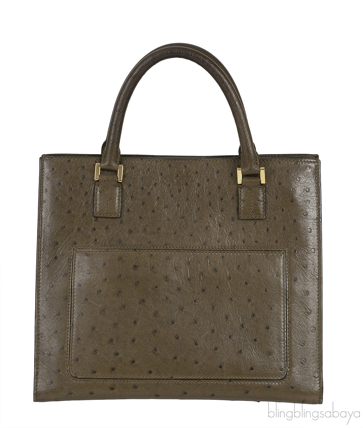 Olive Green Ostrich Top Handle Bag