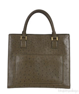 Olive Green Ostrich Top Handle Bag