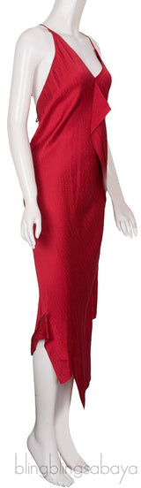 Jimboy Asymmetric Hammered Silk-satin Midi Dress