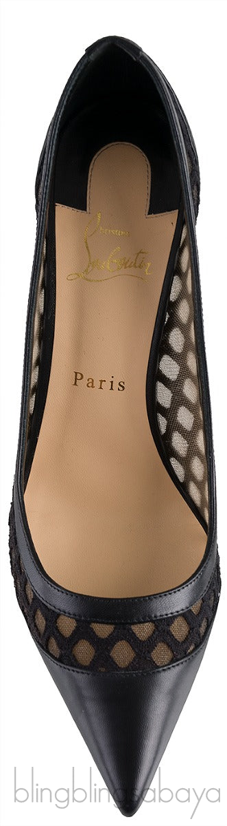 Black Cut-out Mesh Pointed Toe