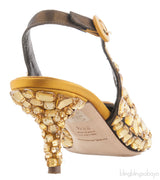 Yellow Mustard Crystal Slingback Heels