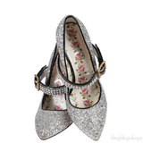 Gucci Silver Sylvie Glitter Crystal Heels