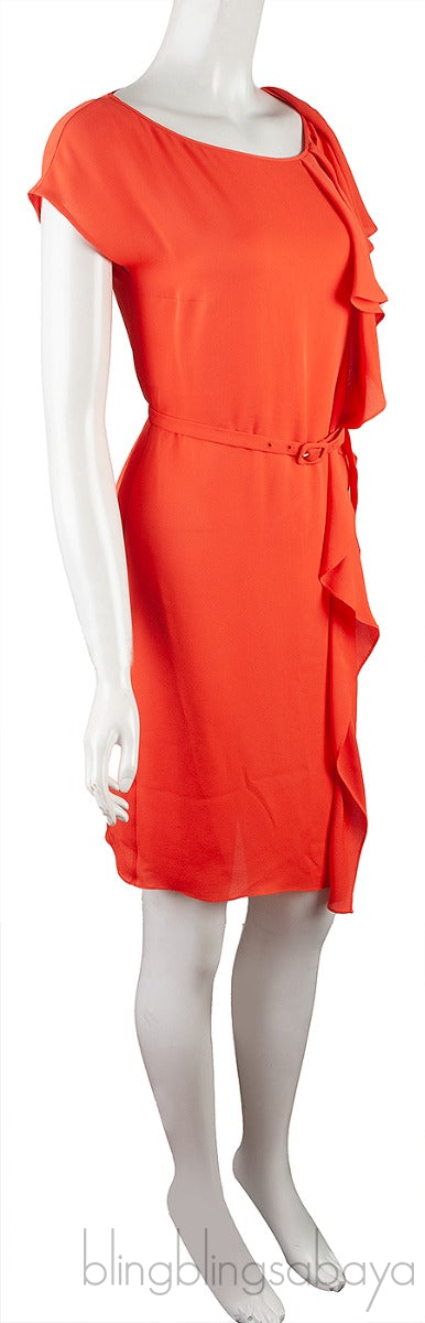 Orange Ruffle Mini Dress