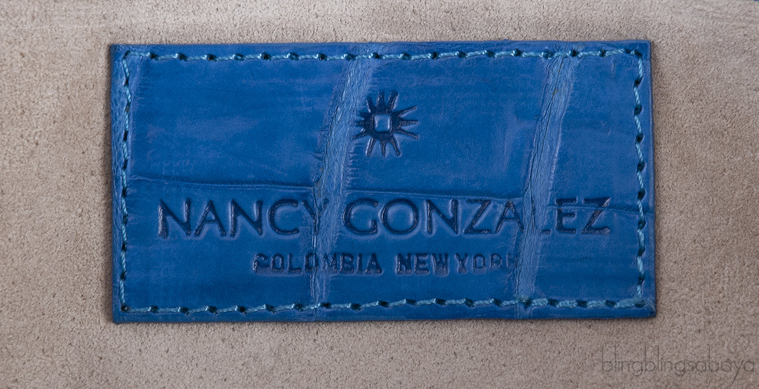 Blue Crocodile Fold-over Clutch Bag