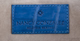 Blue Crocodile Fold-over Clutch Bag